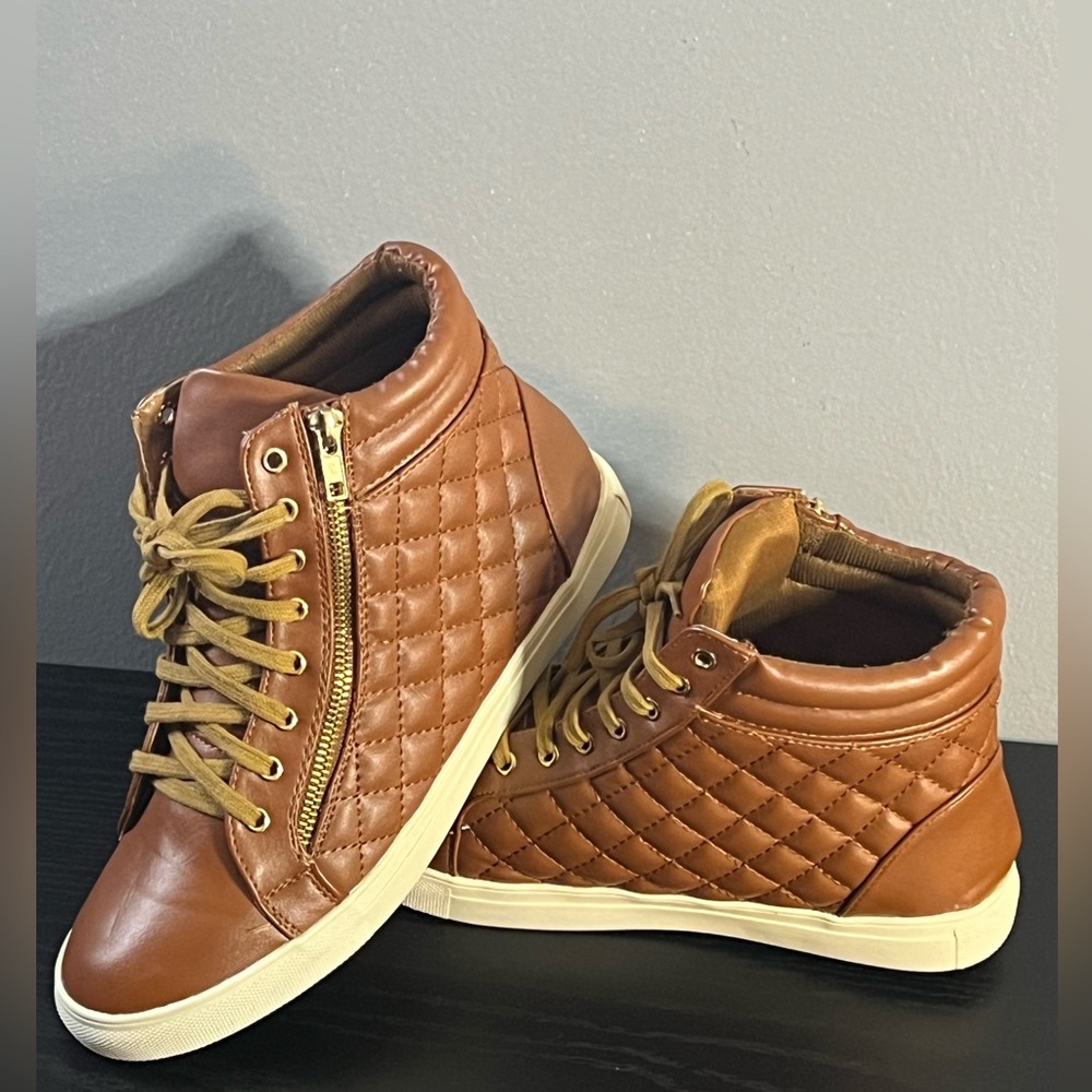 Forever Link Brown Quilted High-Top Sneakers